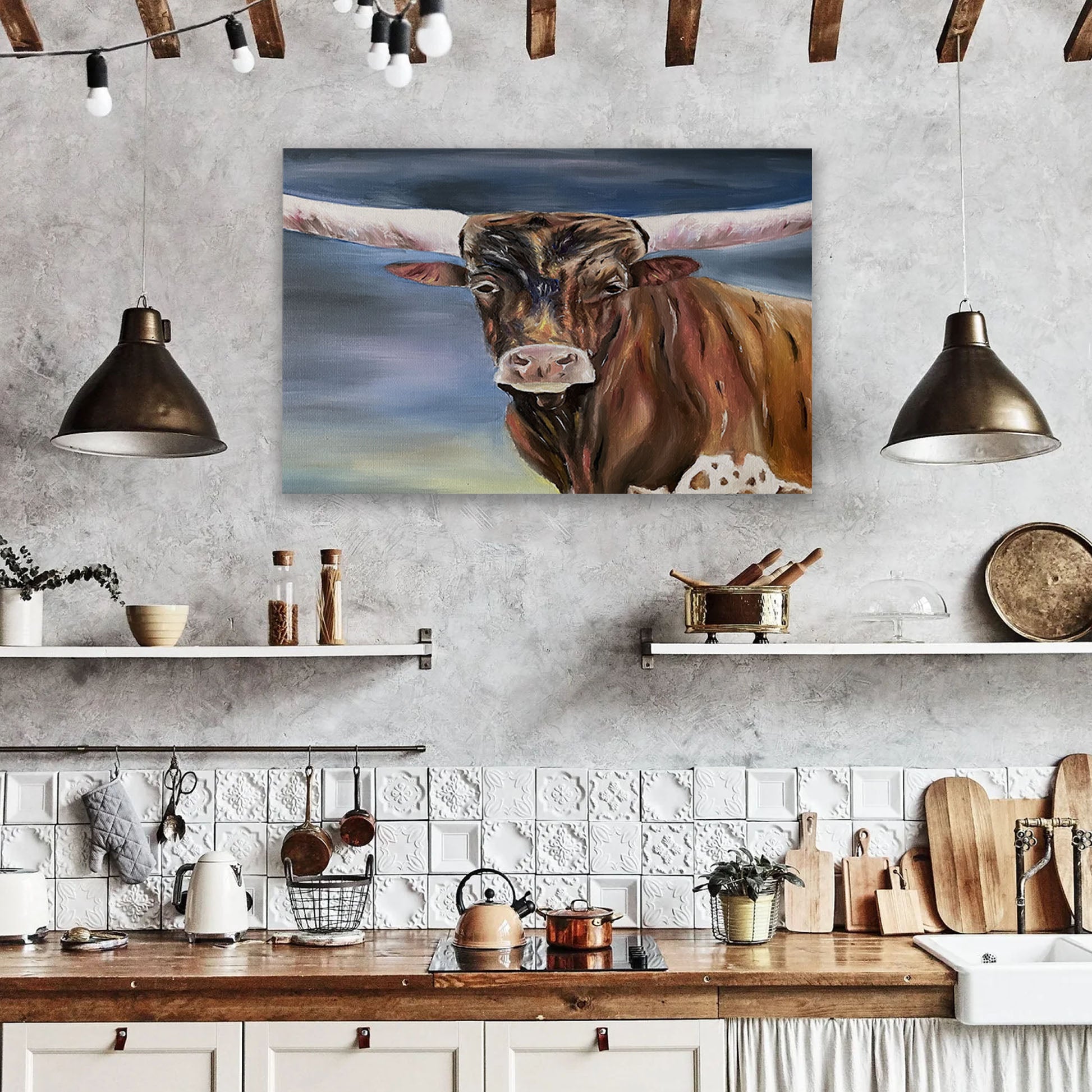 Longhorn Painting Canvas Art