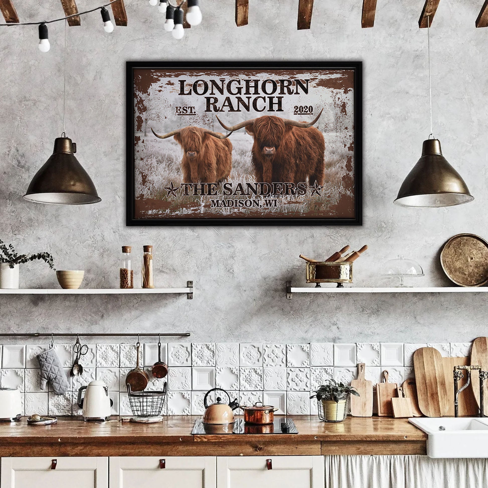 Longhorn Ranch Framed Canvas