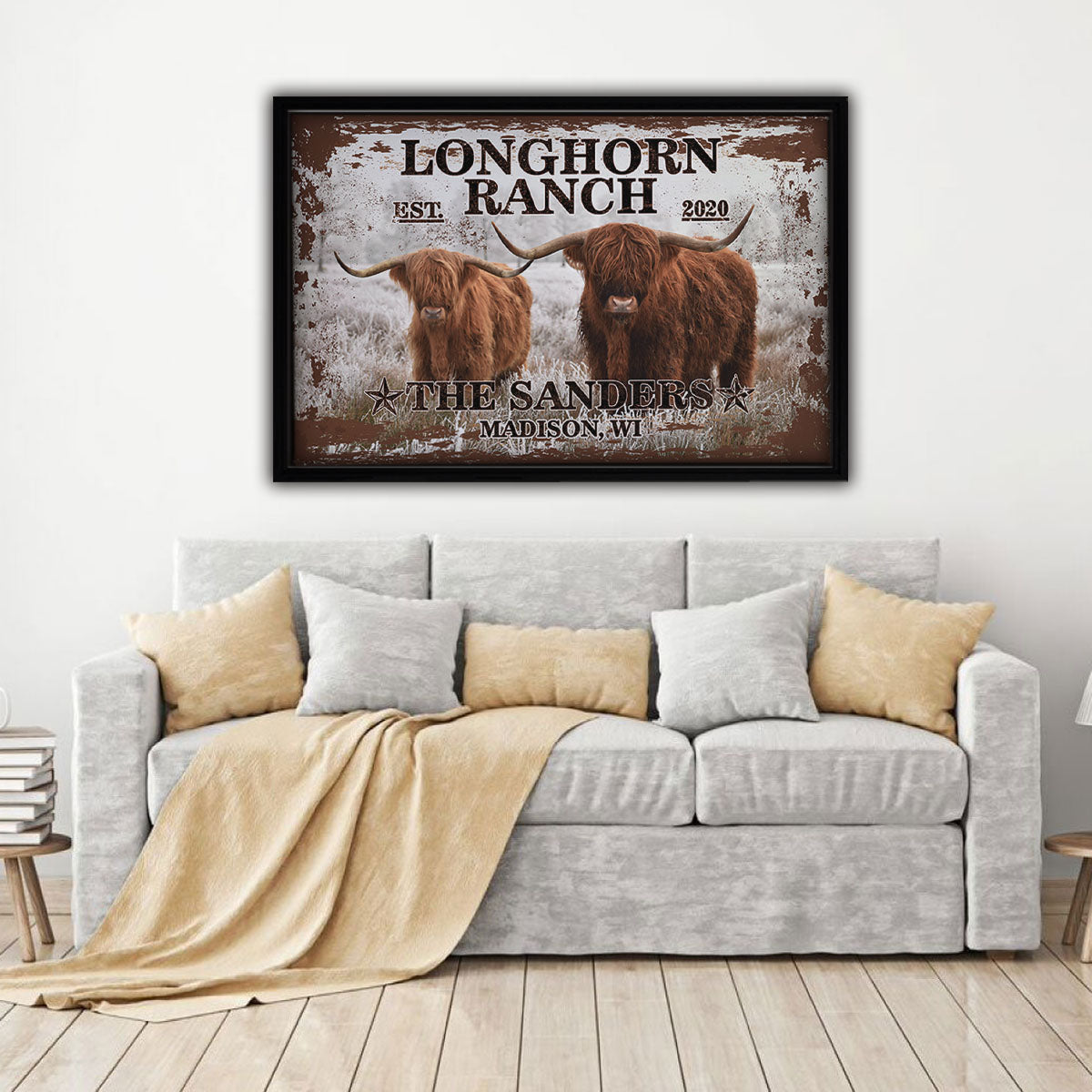 Longhorn Ranch Framed Canvas