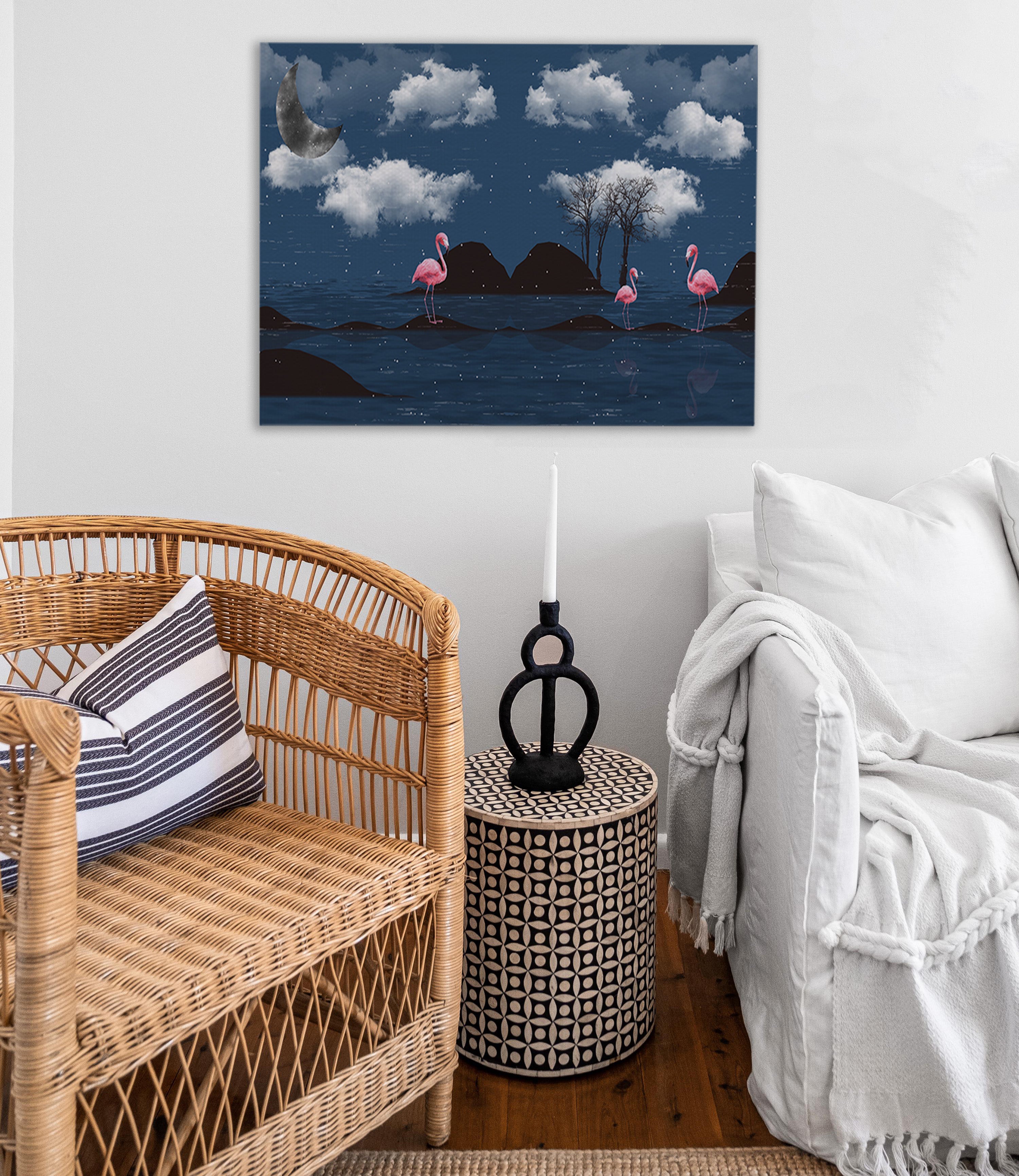 Moonlit Flamingo Canvas Print