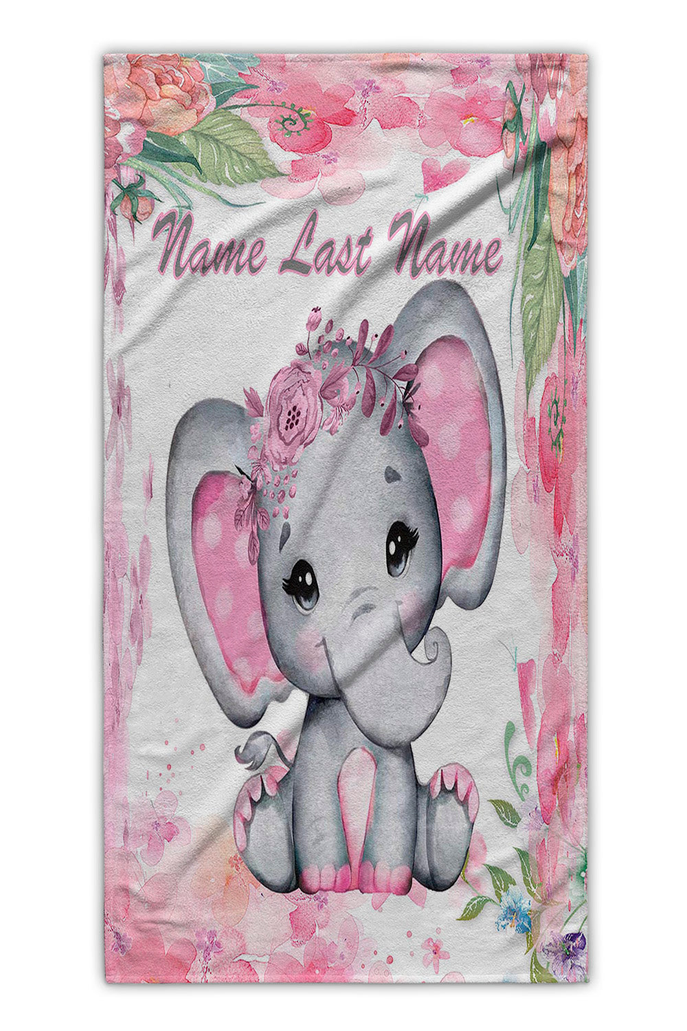 Pink Baby Elephants Beach Towel