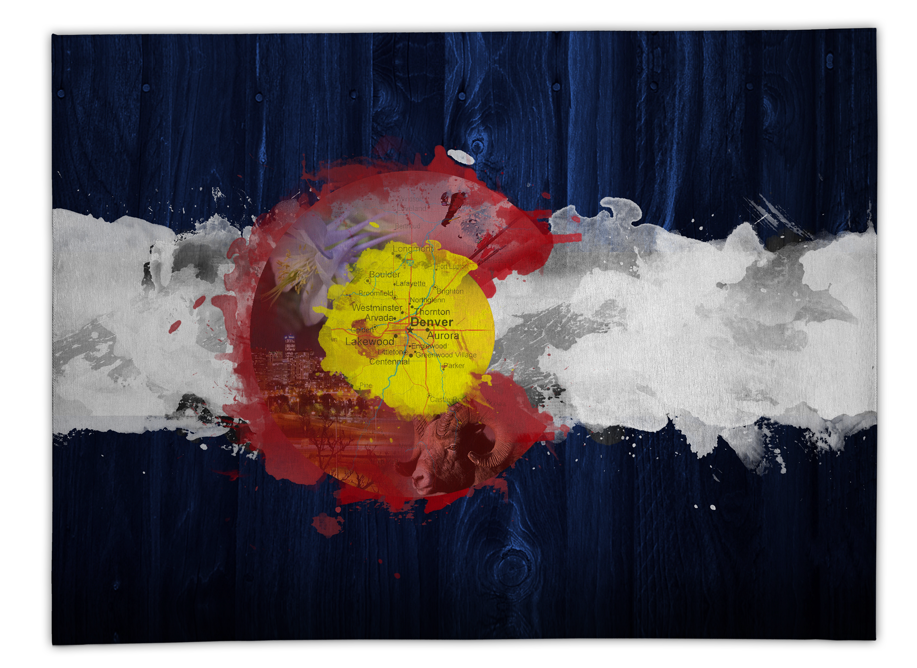 Colorado Flag Design_4 Area Rug