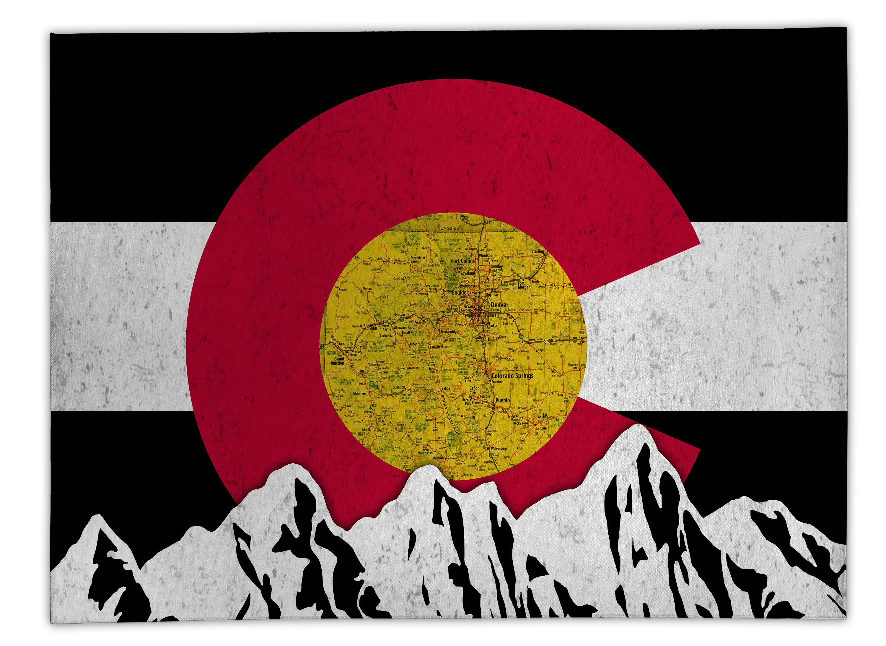 Colorado Flag Design_2 Area Rug