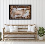 Rusted Cattle Framed Canvas