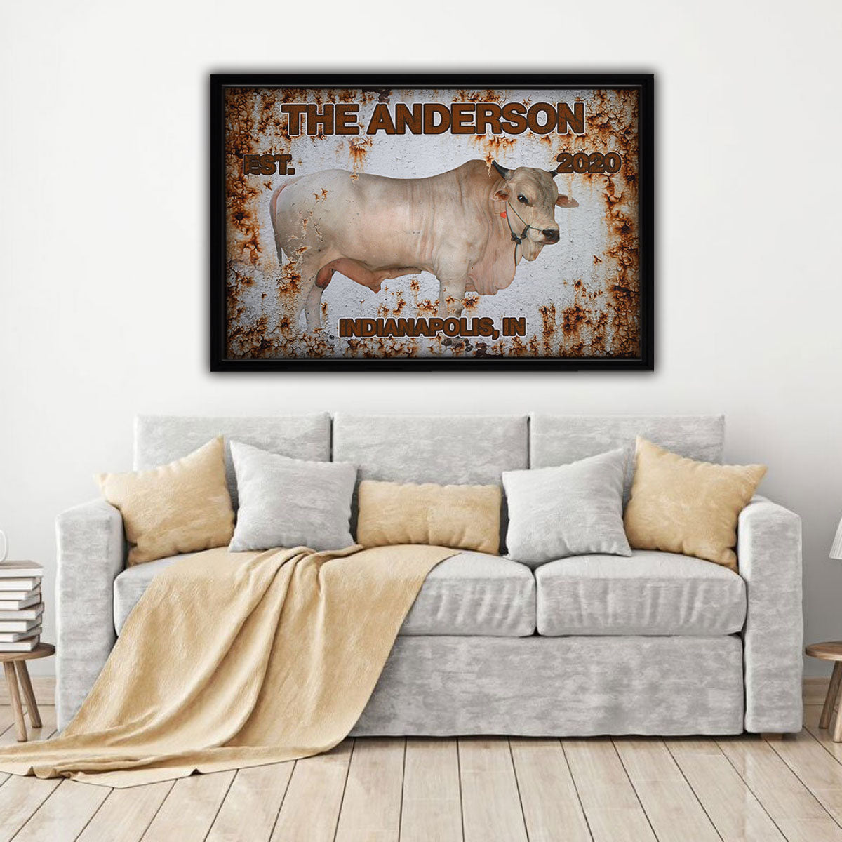 Rusted Cattle Framed Canvas