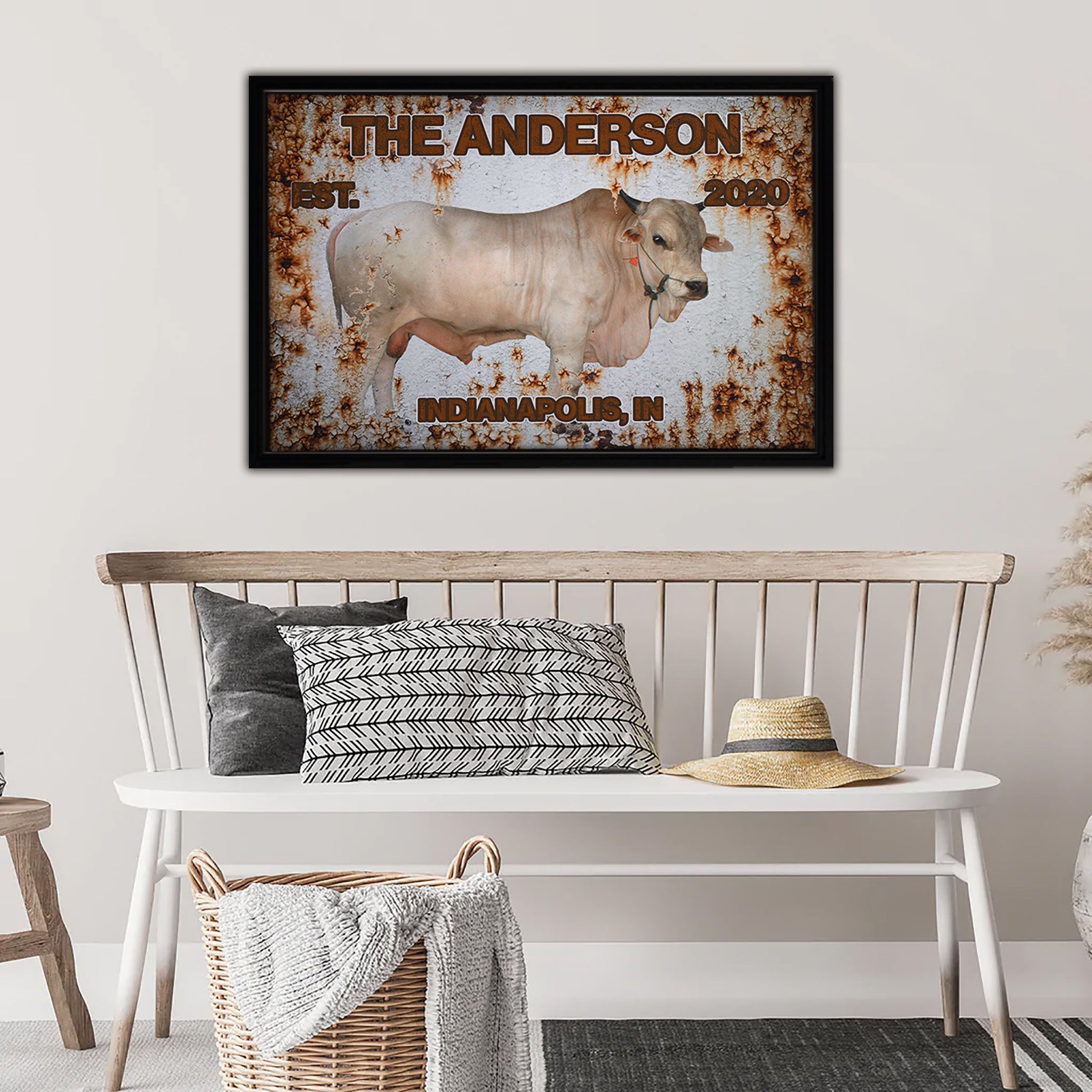 Rusted Cattle Framed Canvas