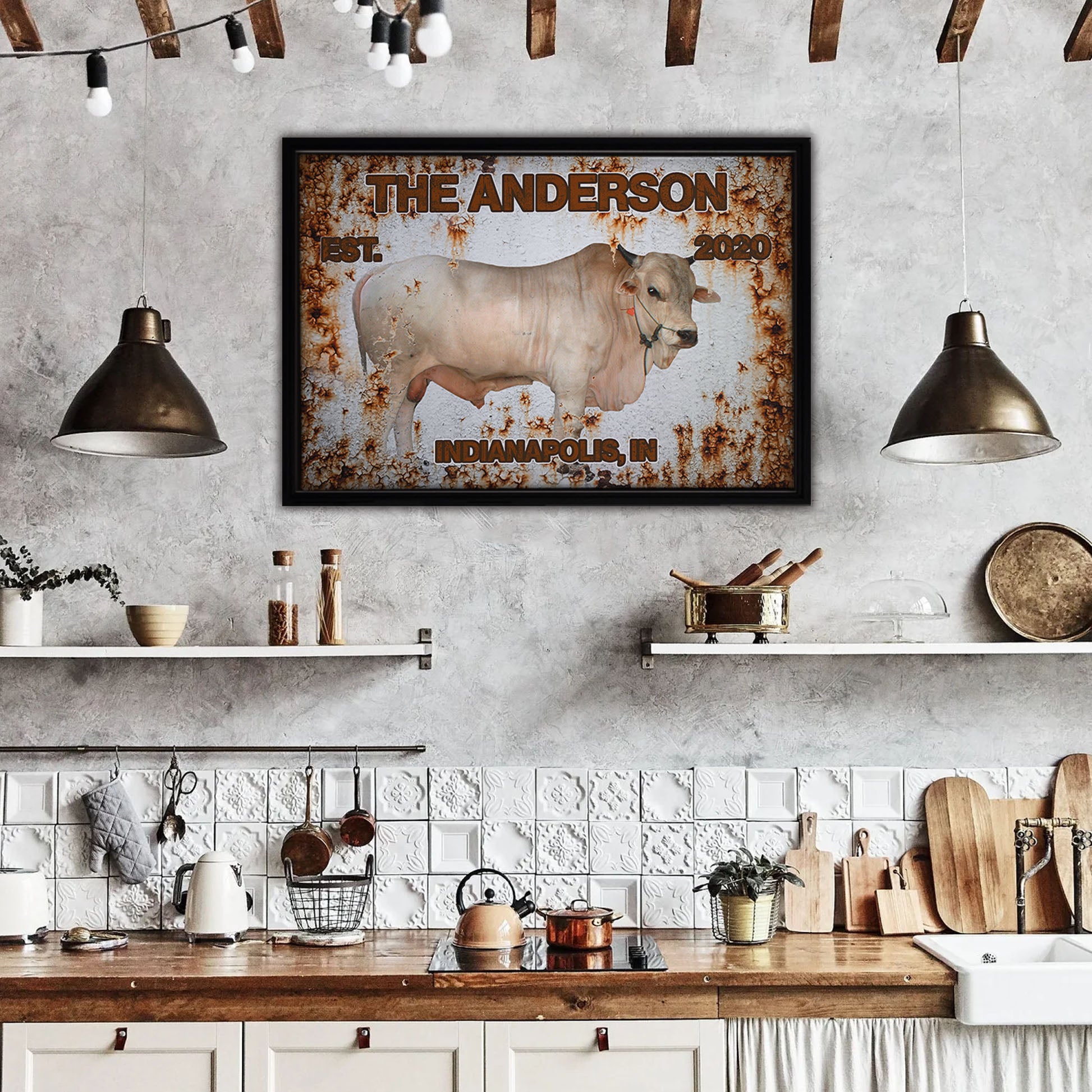 Rusted Cattle Framed Canvas