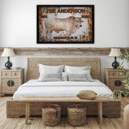 Rusted Cattle Framed Canvas