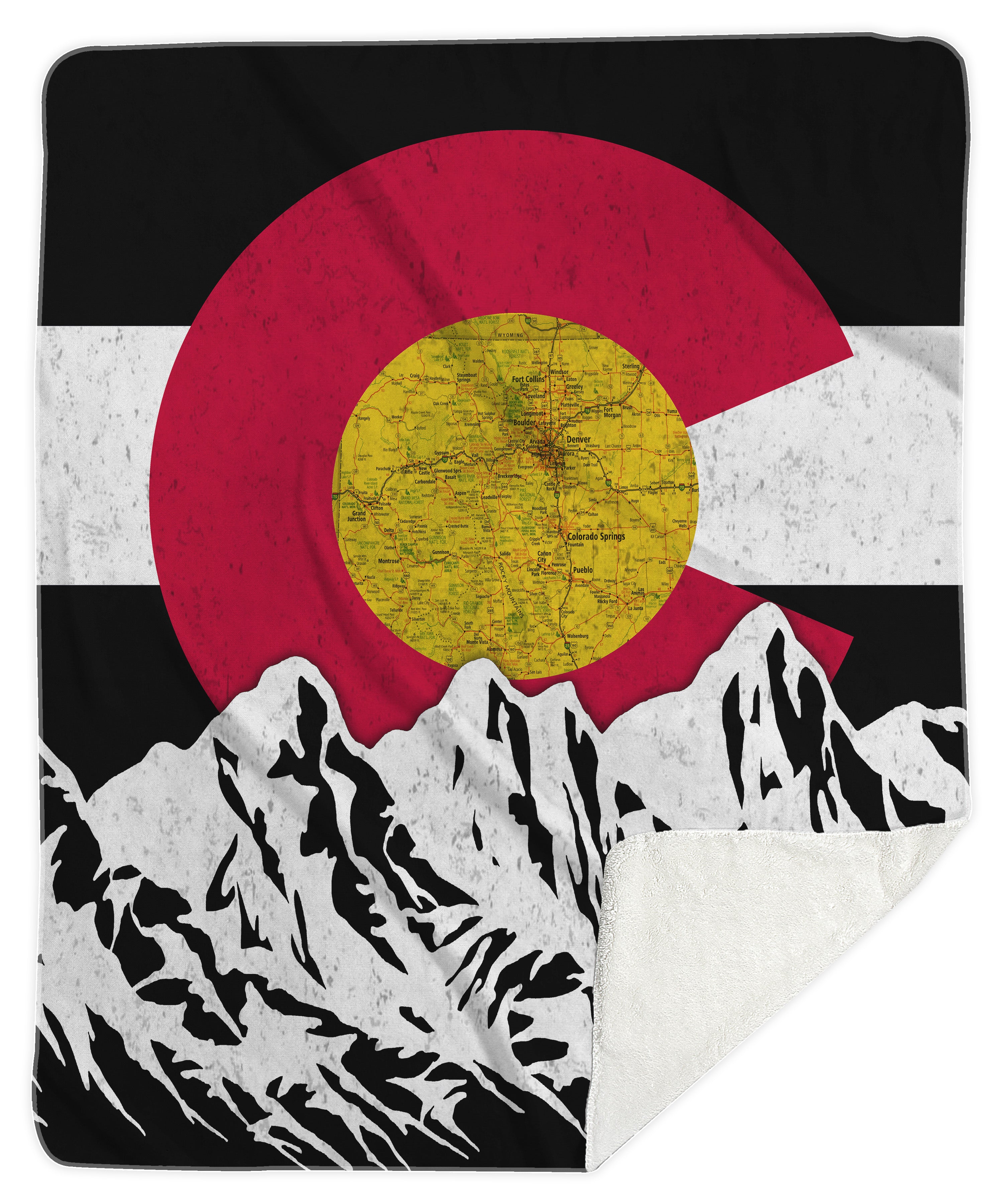Colorado Flag Design_2 Sherpa Blanket