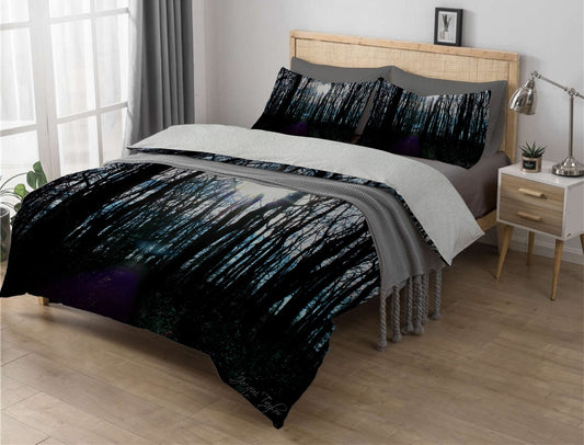 Silhouette Trees Sherpa Comforter Set