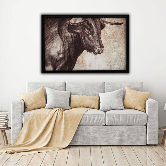 Spanish Bull Framed Canvas