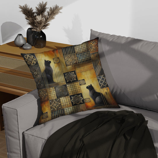 Two Black Cats Throw Pillow