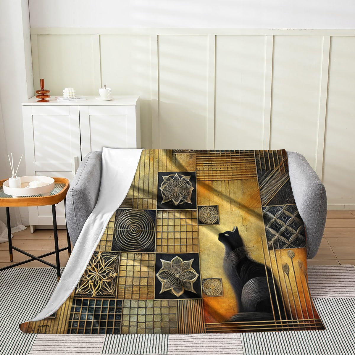 Two Black Cats Velveteen Blanket