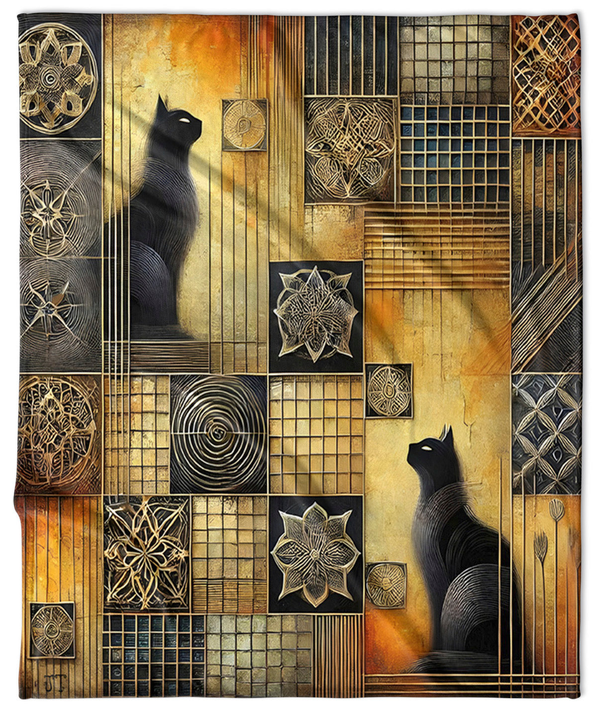 Two Black Cats Velveteen Blanket