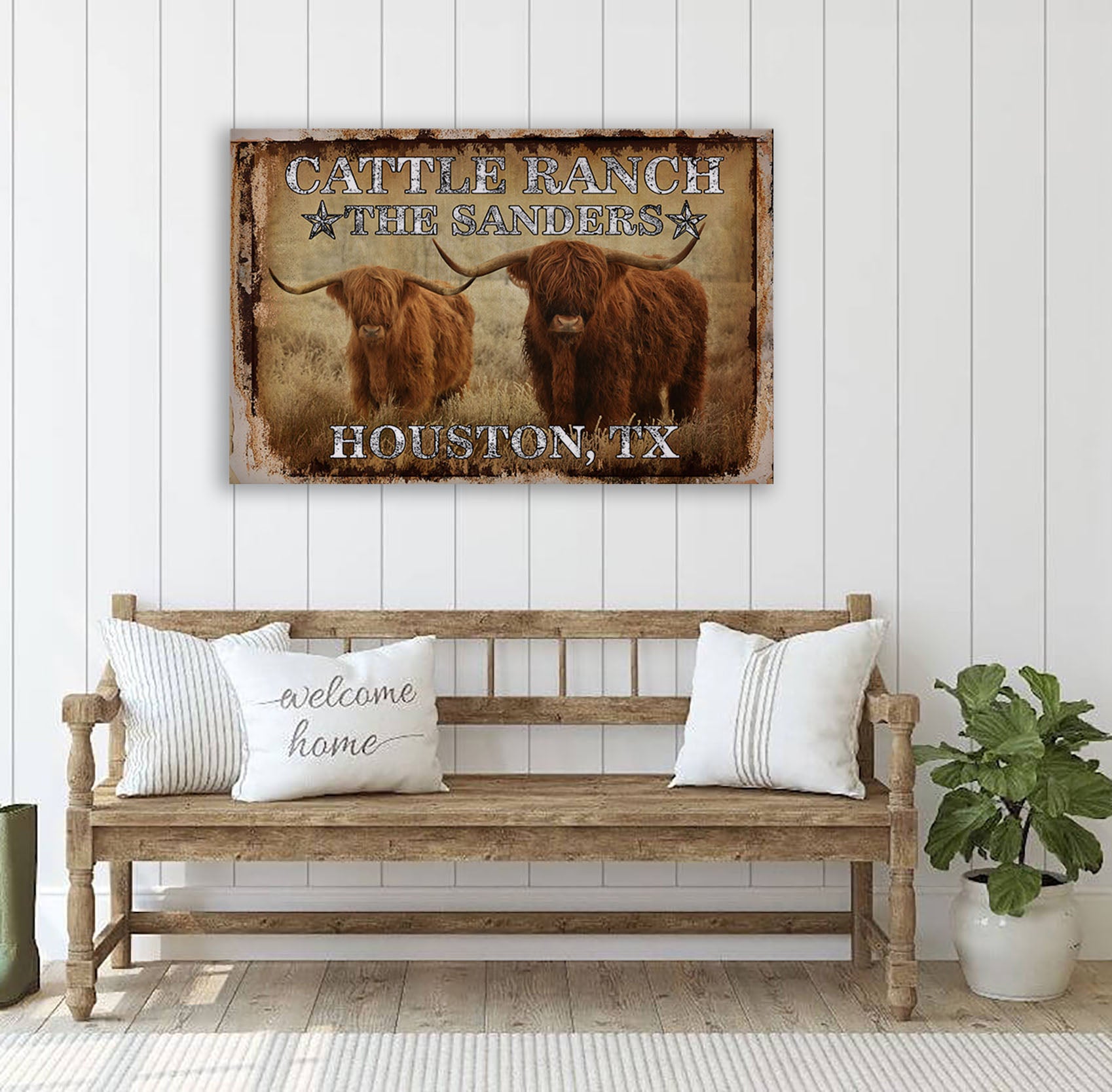 Vinatage Cattle Canvas Art