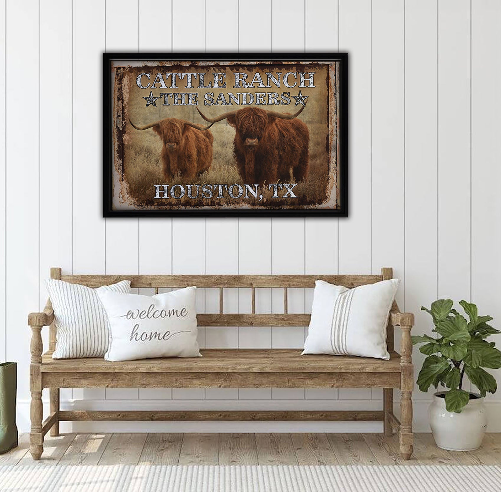 Vinatage Cattle Framed Canvas