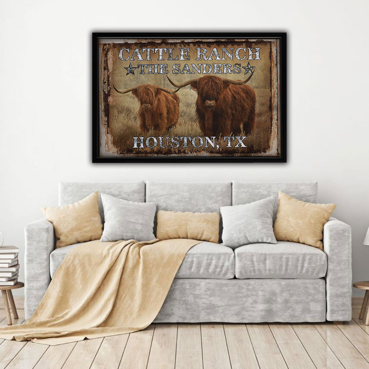 Vinatage Cattle Framed Canvas