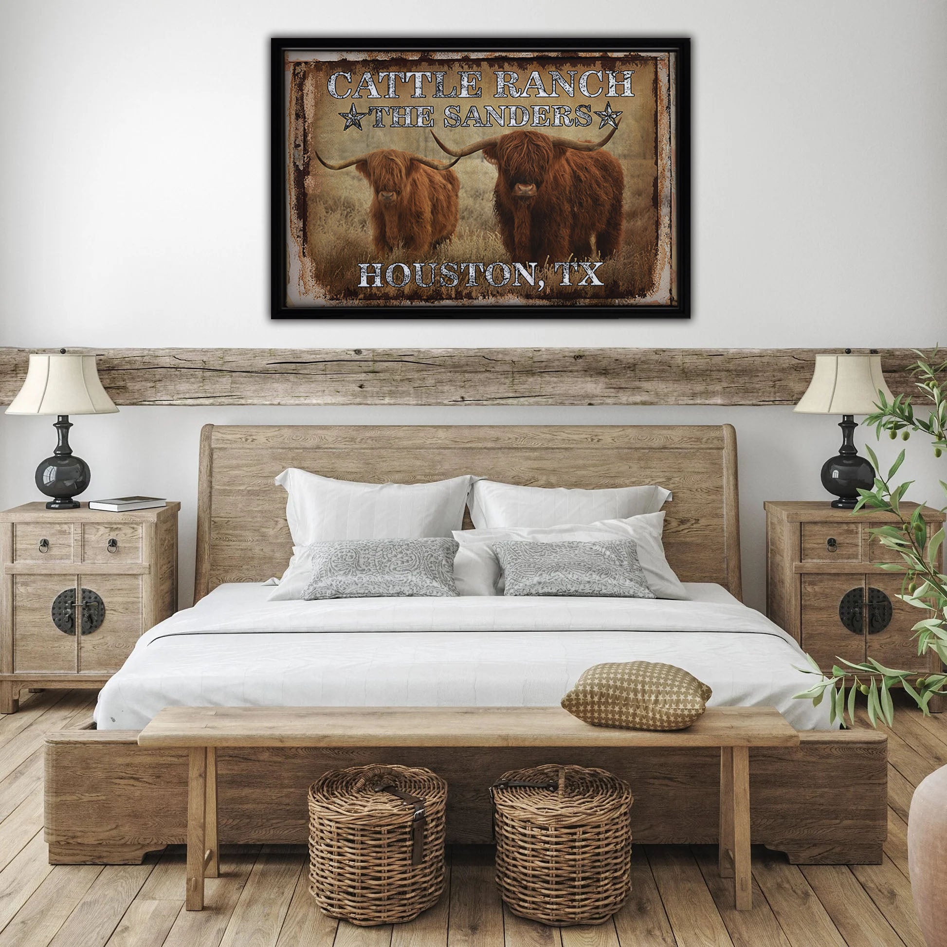 Vinatage Cattle Framed Canvas