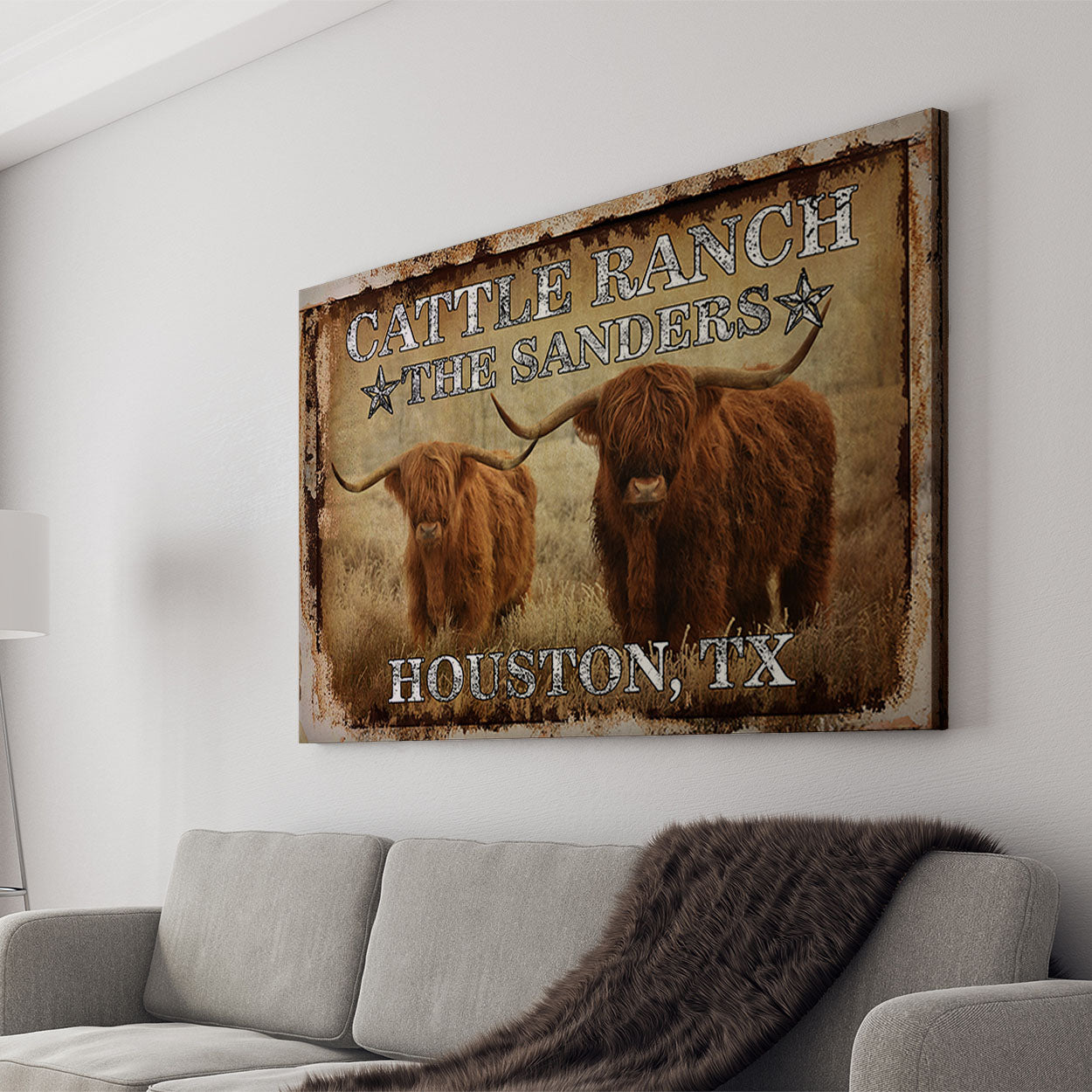 Vinatage Cattle Canvas Art