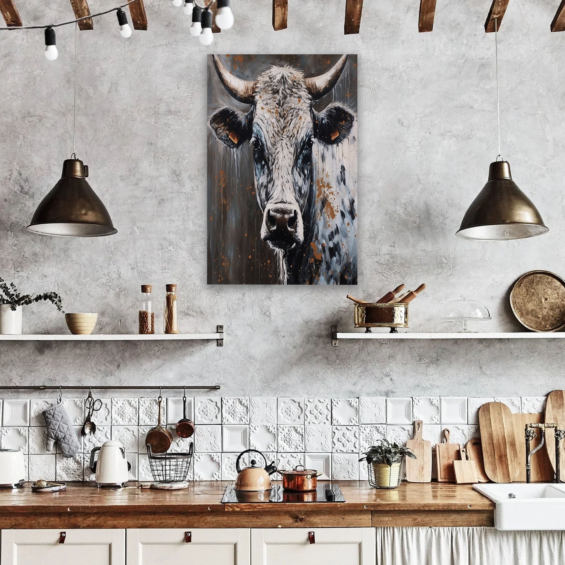 Watercolor Cow Canvas Art