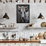 Watercolor Cow Framed Canvas