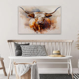 Watercolor Longhorn Canvas Art