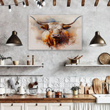 Watercolor Longhorn Canvas Art