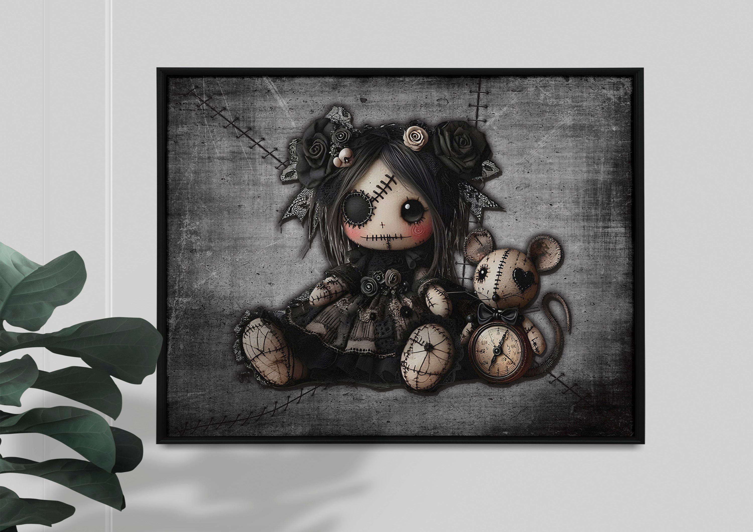 Little Stitch-ups Best Friends Mouse Framed Canvas Print