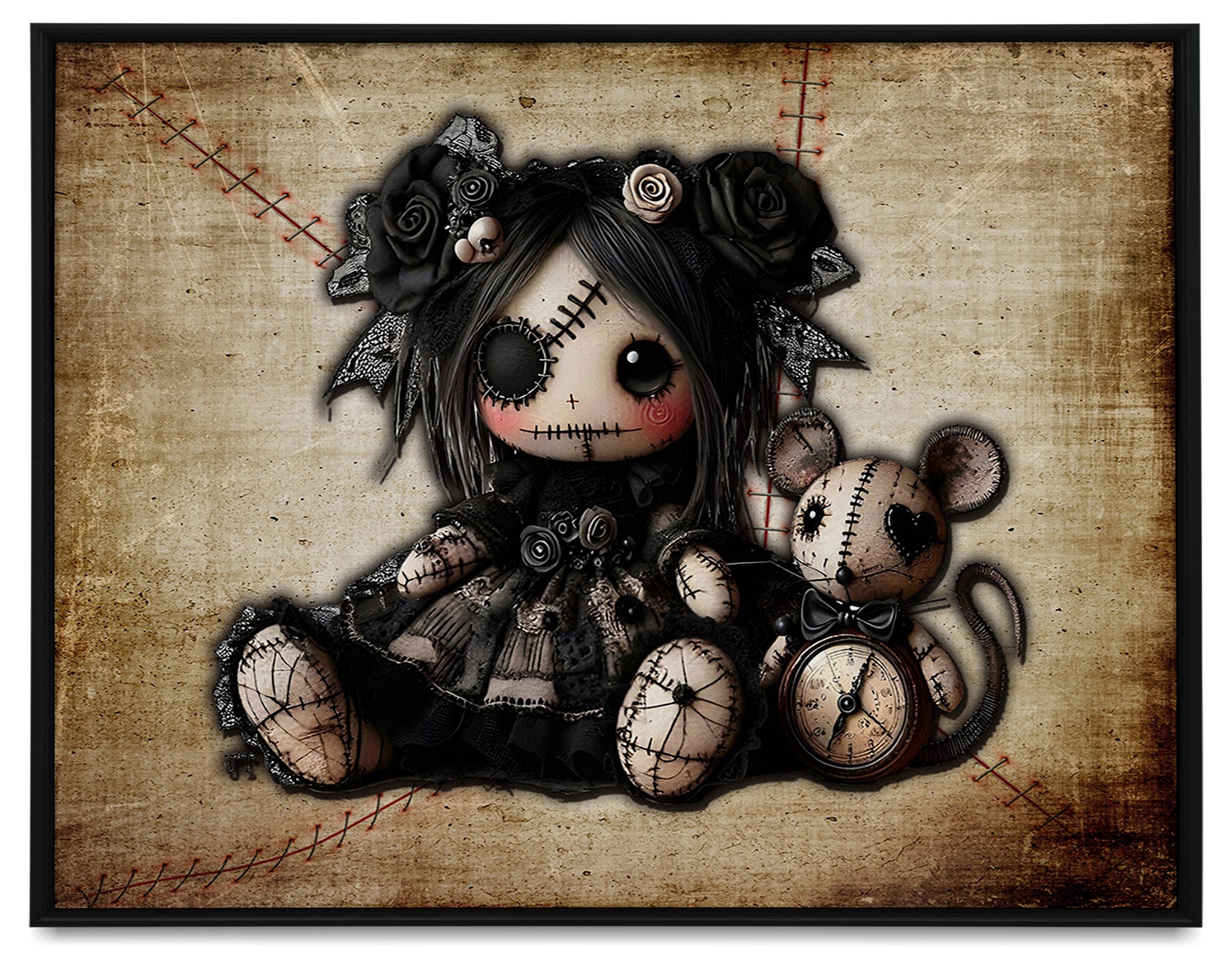 Little Stitch-ups Best Friends Mouse Framed Canvas Print