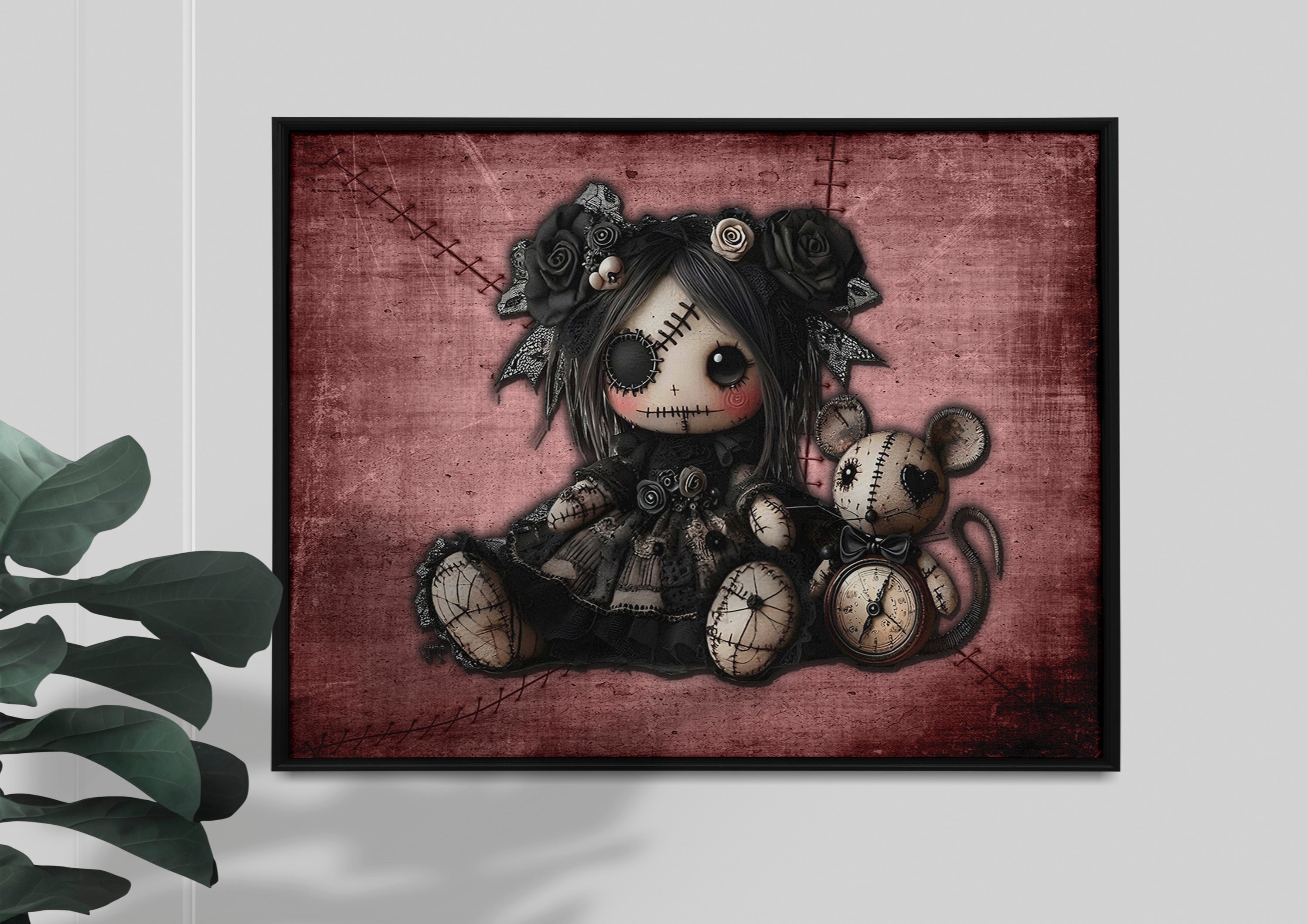 Little Stitch-ups Best Friends Mouse Framed Canvas Print