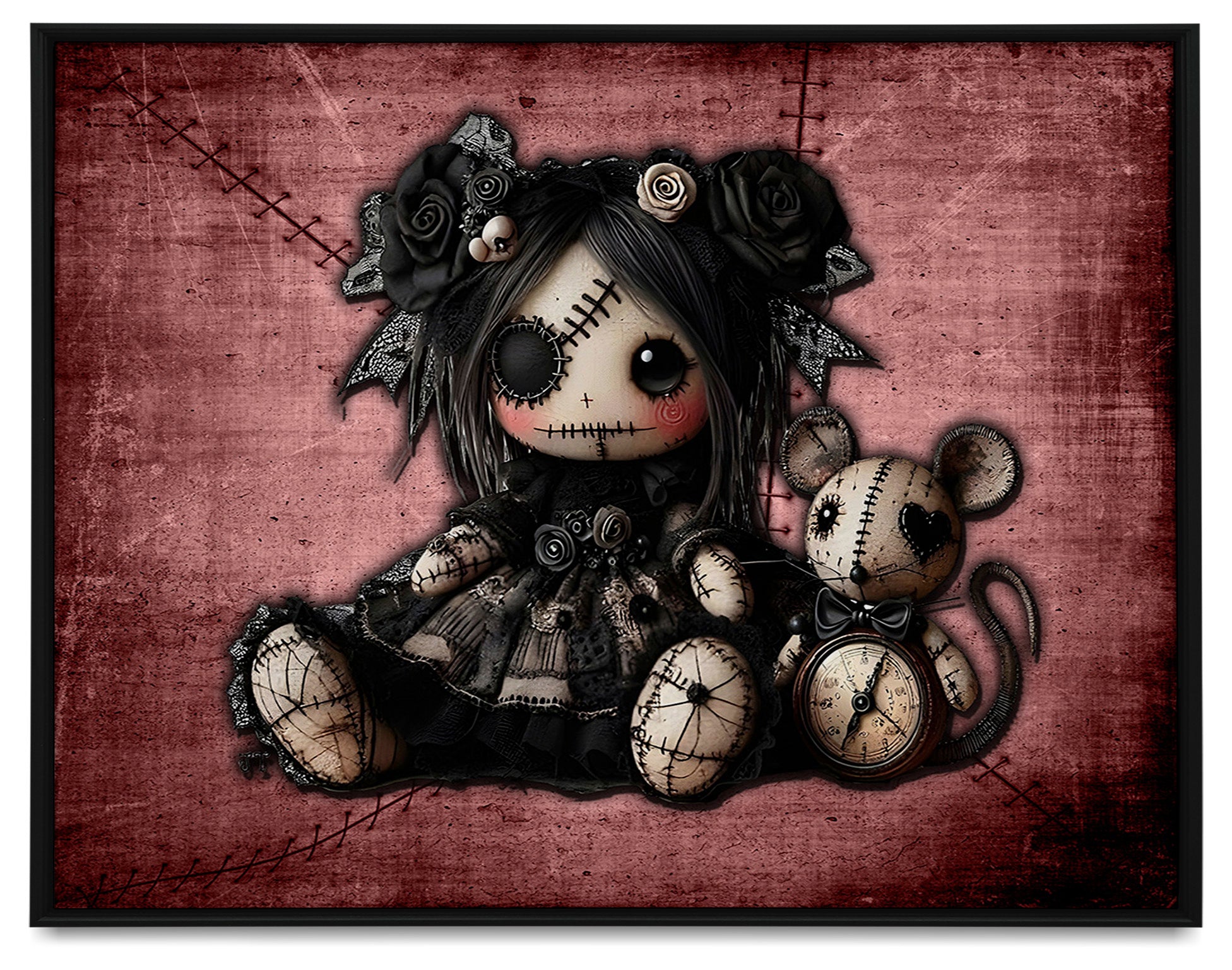 Little Stitch-ups Best Friends Mouse Framed Canvas Print