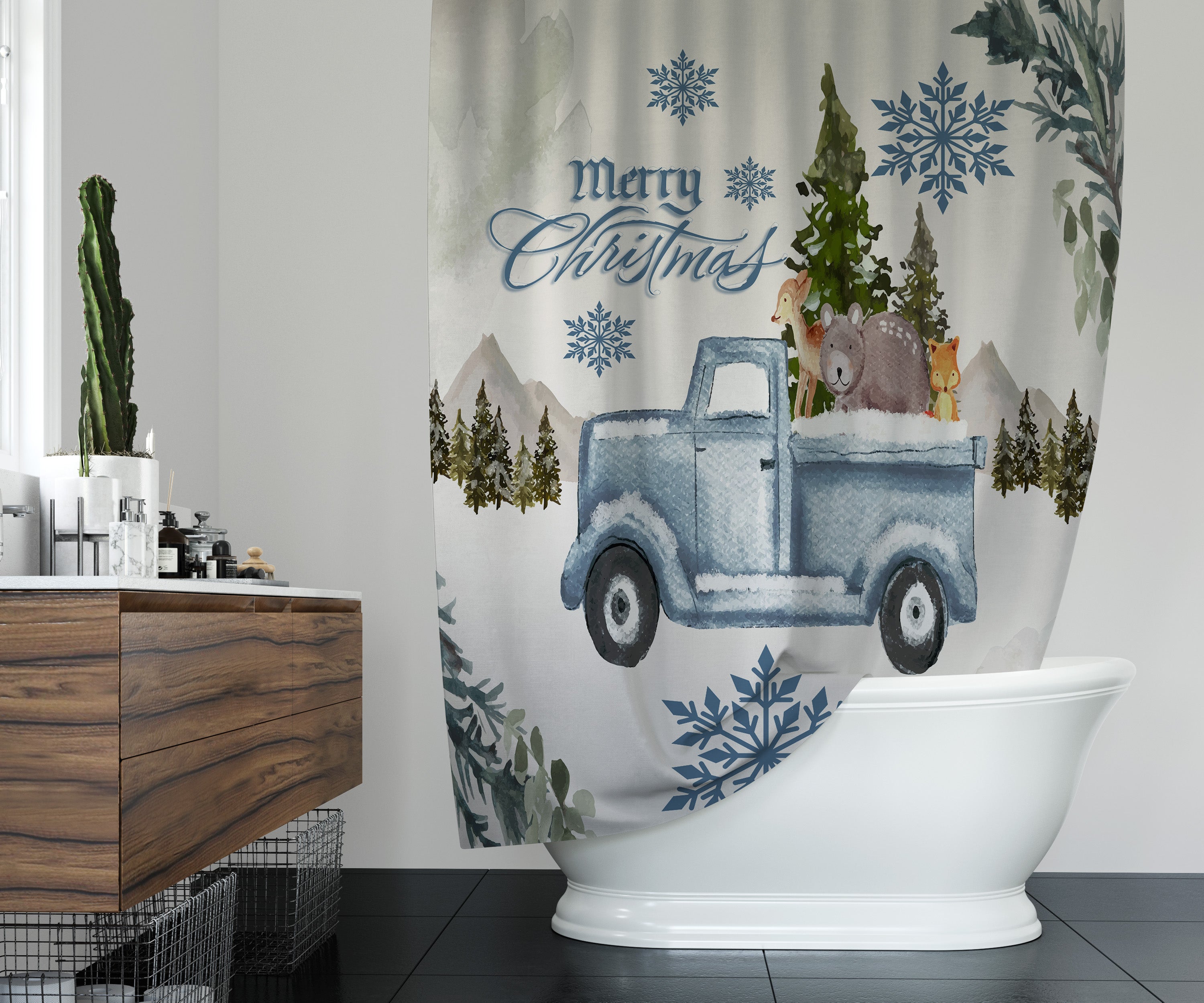 White Christmas Shower Curtain