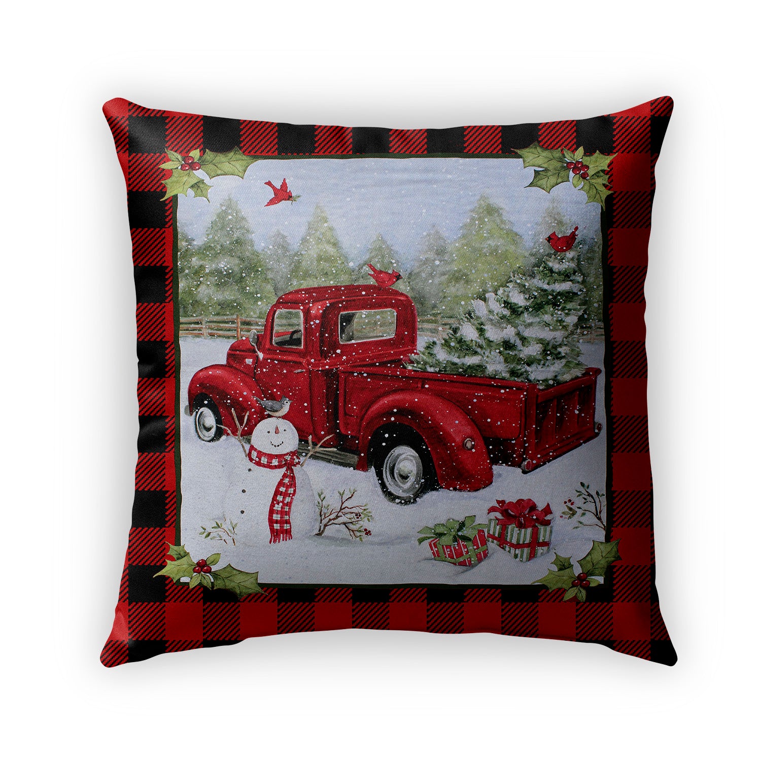 Red Plaid Truck Pillow