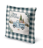 Teal Plaid Truck Pillow