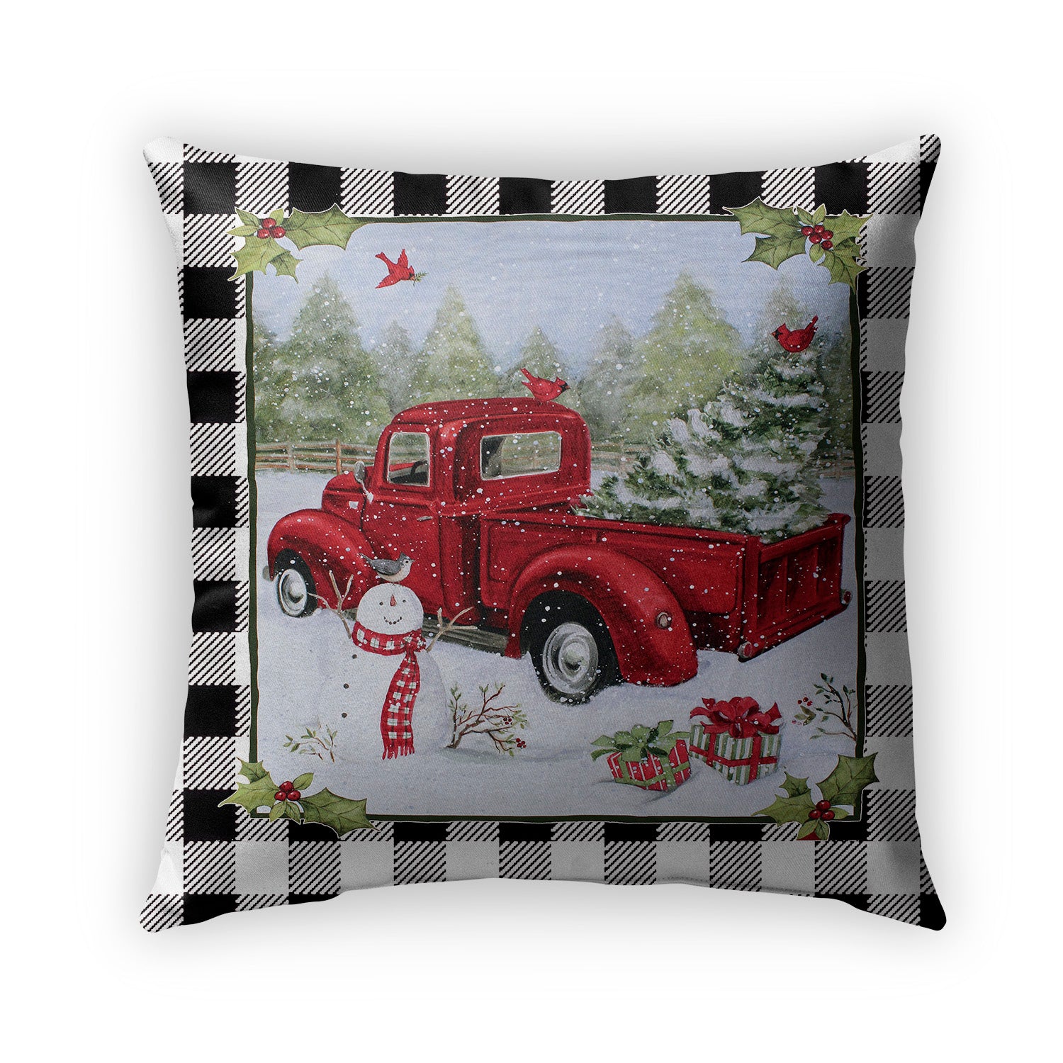 White Plaid Truck Pillow