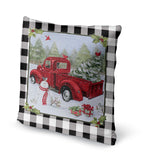 White Plaid Truck Pillow