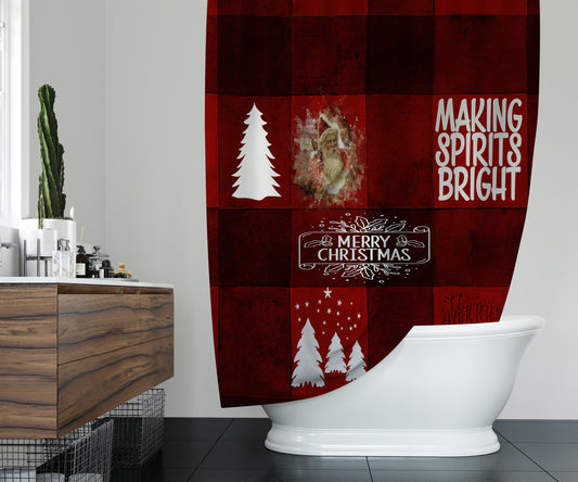 Red Plaid Shower Curtain