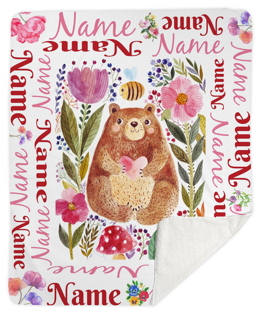 Bear Girls Sherpa Blanket