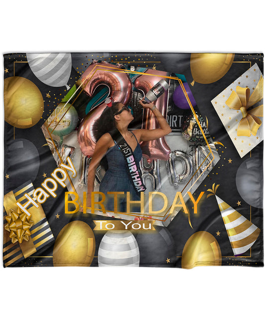 Birthday Gold Velvet Blanket