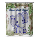 Blue Baby Elephant Shower Curtain