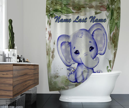 Blue Baby Elephant Shower Curtain