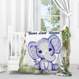 Blue Baby Elephant Super Plush Blanket