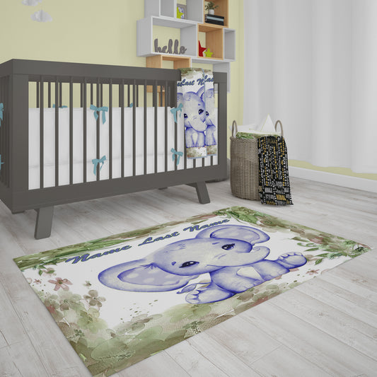 Blue Baby Elephant Rug