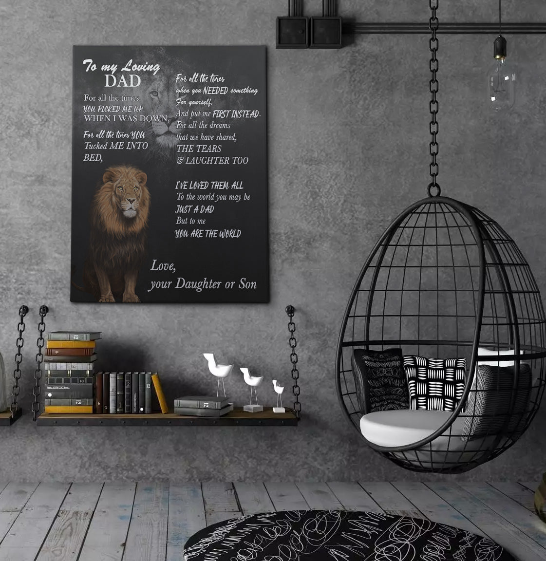 Loving Dad Lion Canvas Art