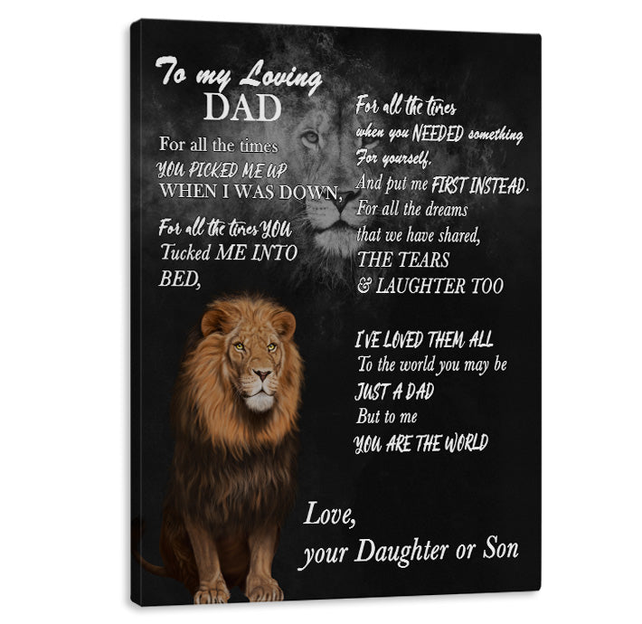 Loving Dad Lion Canvas Art