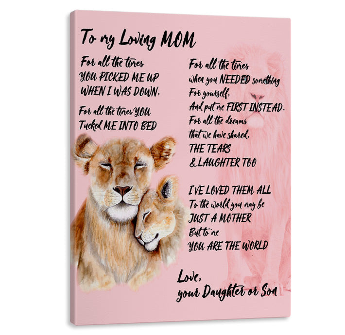 Loving Mom Lion Canvas Art