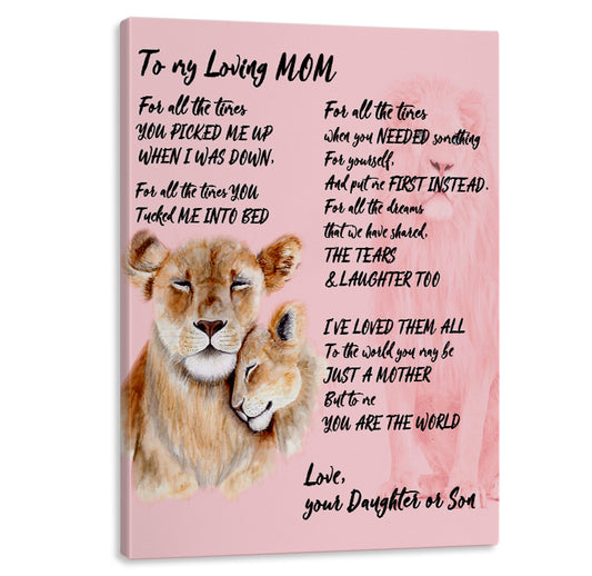 Loving Mom Lion Canvas Art