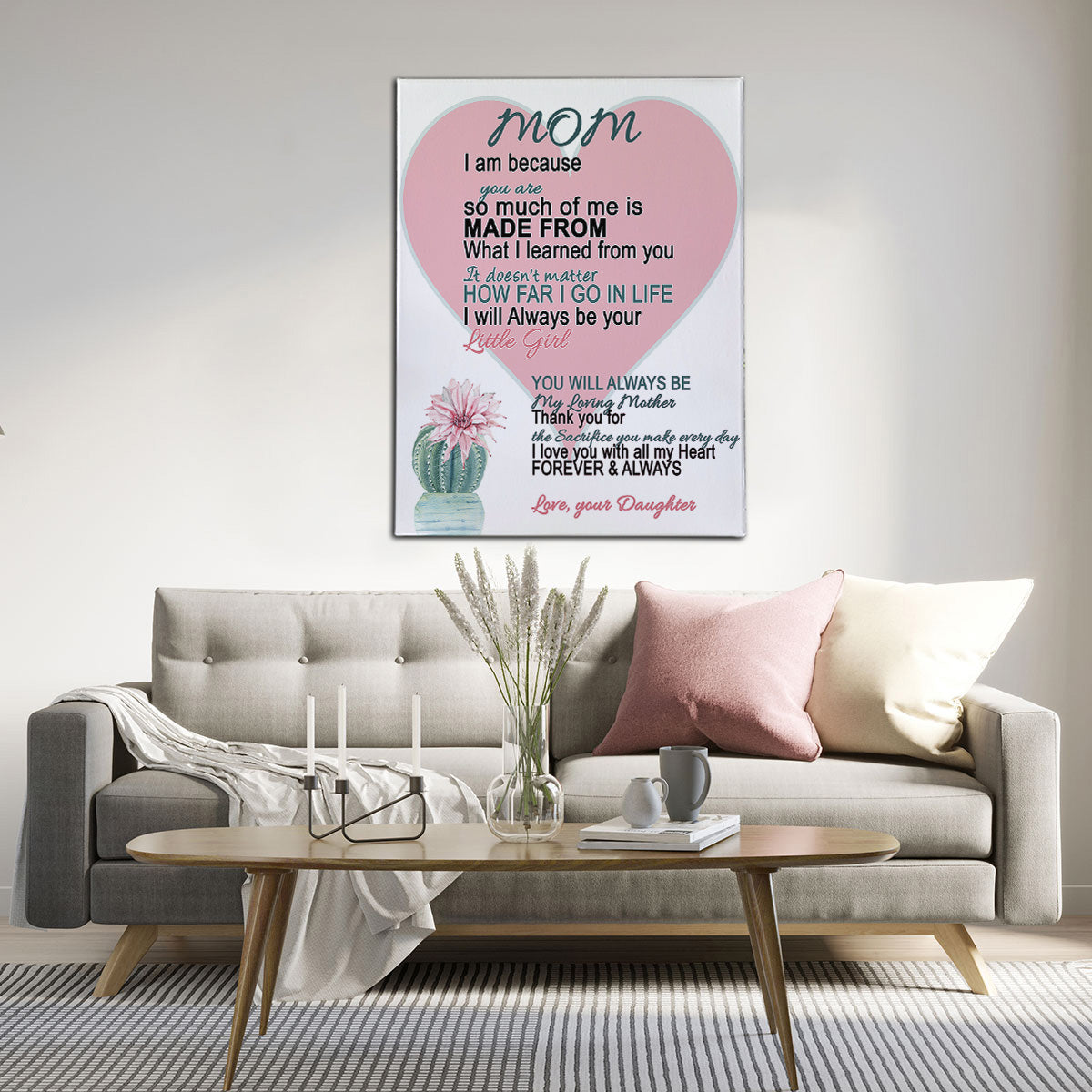 Mom Cactus Phrase Canvas Art