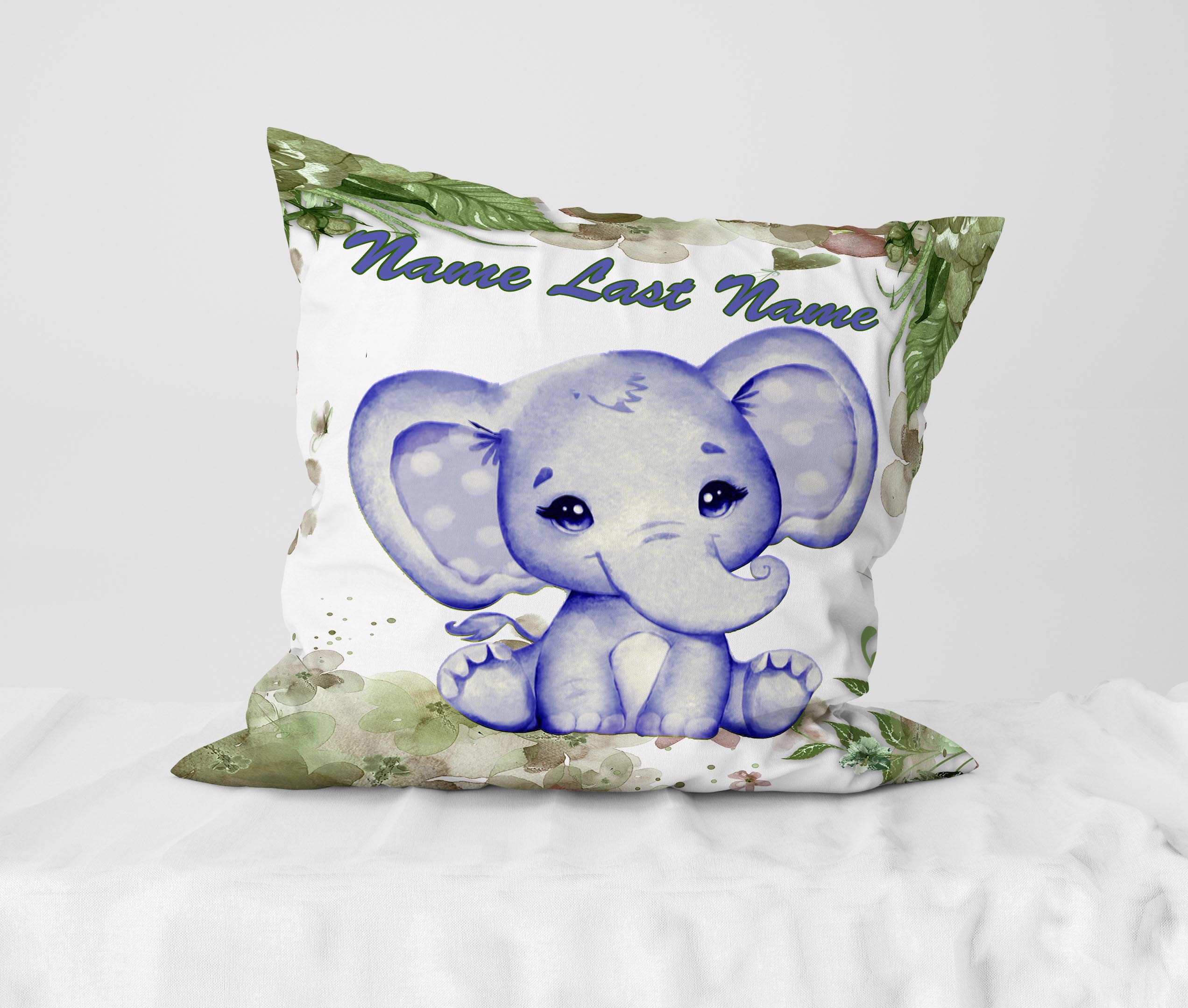 Blue Baby Elephant Pillow