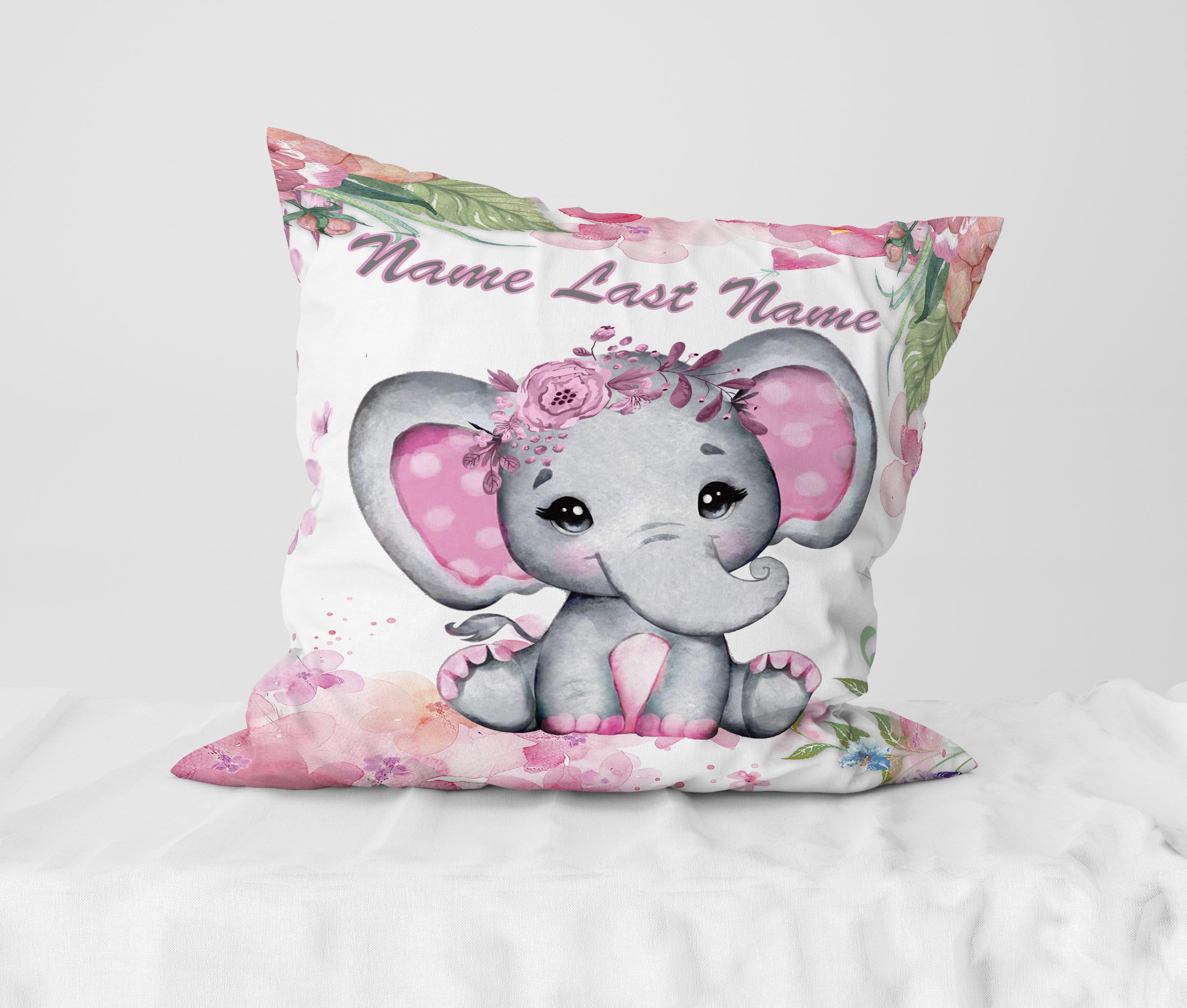 Pink Baby Elephant Pillow